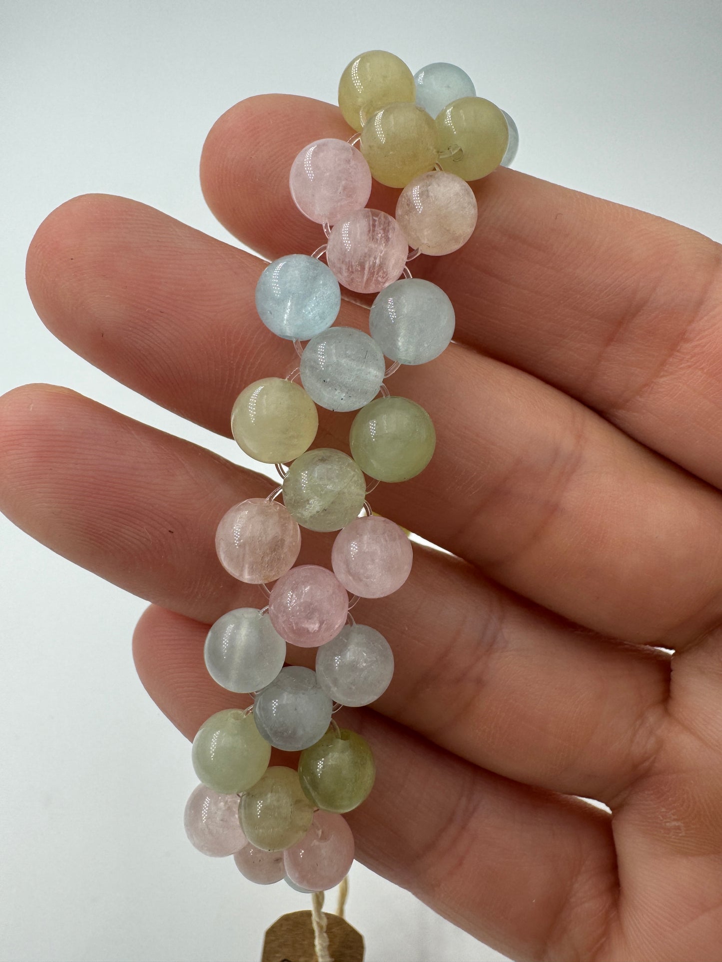 Armband aus Beryll, 6 mm Kugeln, ca. 19 cm Umfang, in natürlicher blassgrüner Transparenz
