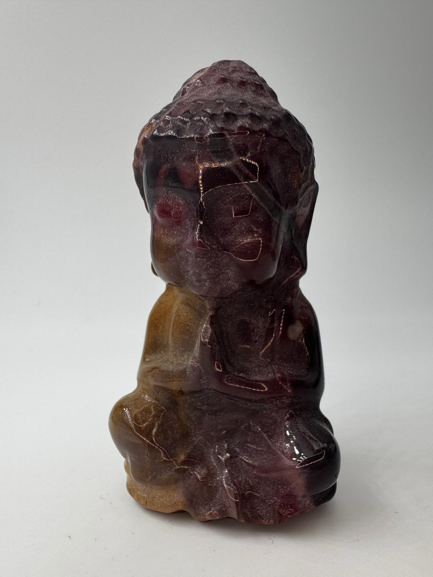 Mookait Buddha MB70, 8,2 cm, australischer Jaspis mit leuchtendem Rot-Gelb-Farbspiel