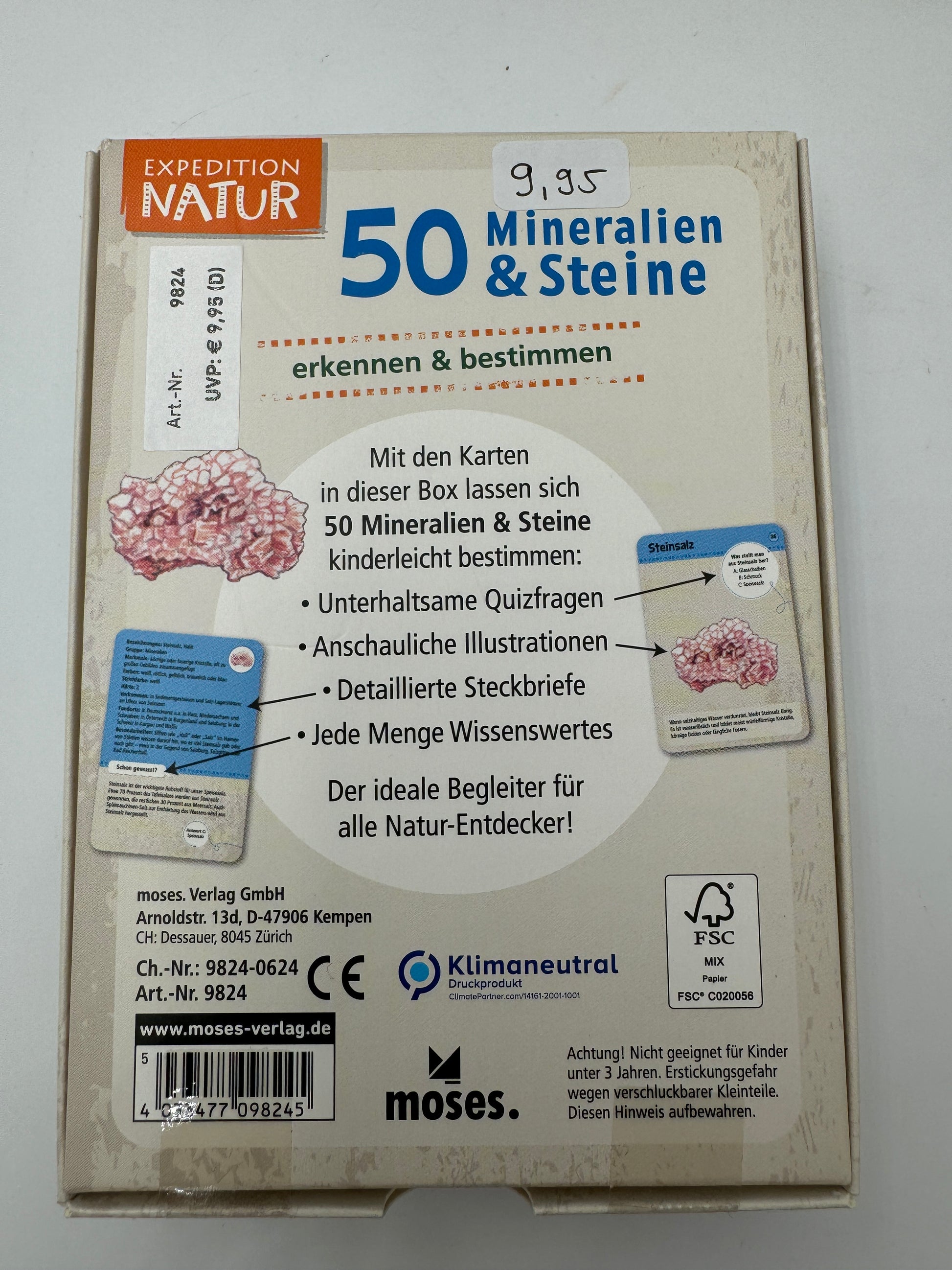 Kartenset 50 Mineralien & Steine – 50 Bestimmungskarten mit Illustrationen und Steckbriefen für Kinder
