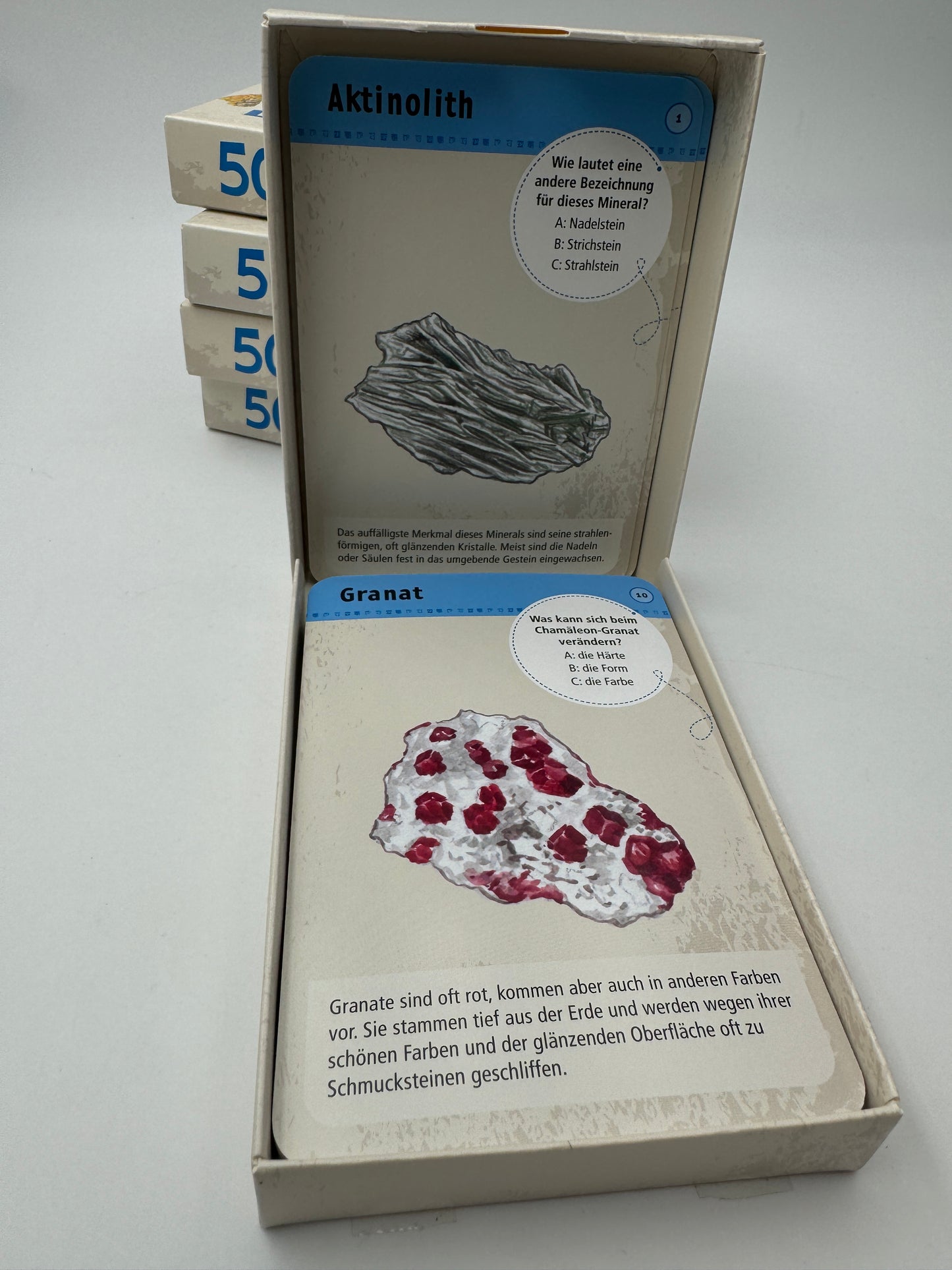 Kartenset 50 Mineralien & Steine – 50 Bestimmungskarten mit Illustrationen und Steckbriefen für Kinder