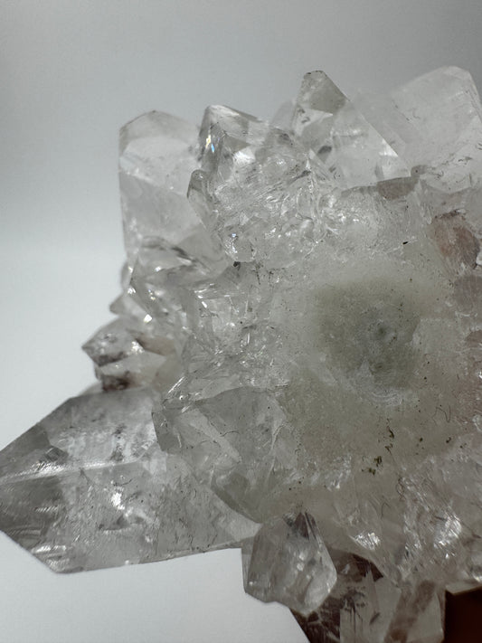 Apophyllit AR14 aus Indien mit glasklaren tetragonalen Prismen und Perlmuttglanz