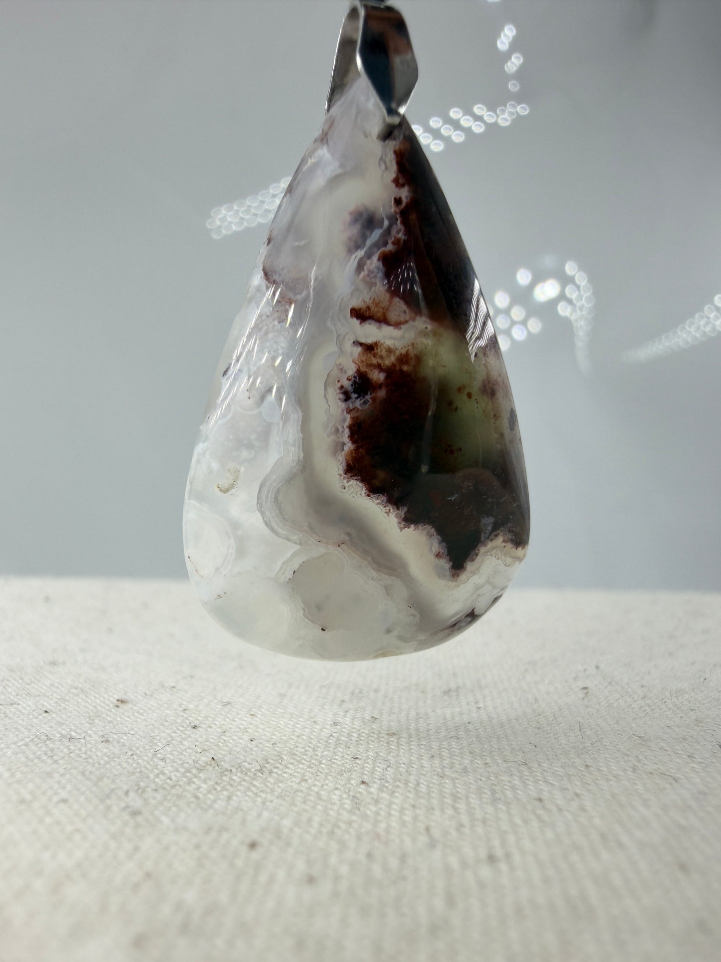 Aquaprase Cabochon-Anhänger AK18 mit Edelstahl-Clip – zartes Grün, ca. 3,6 × 2,2 cm