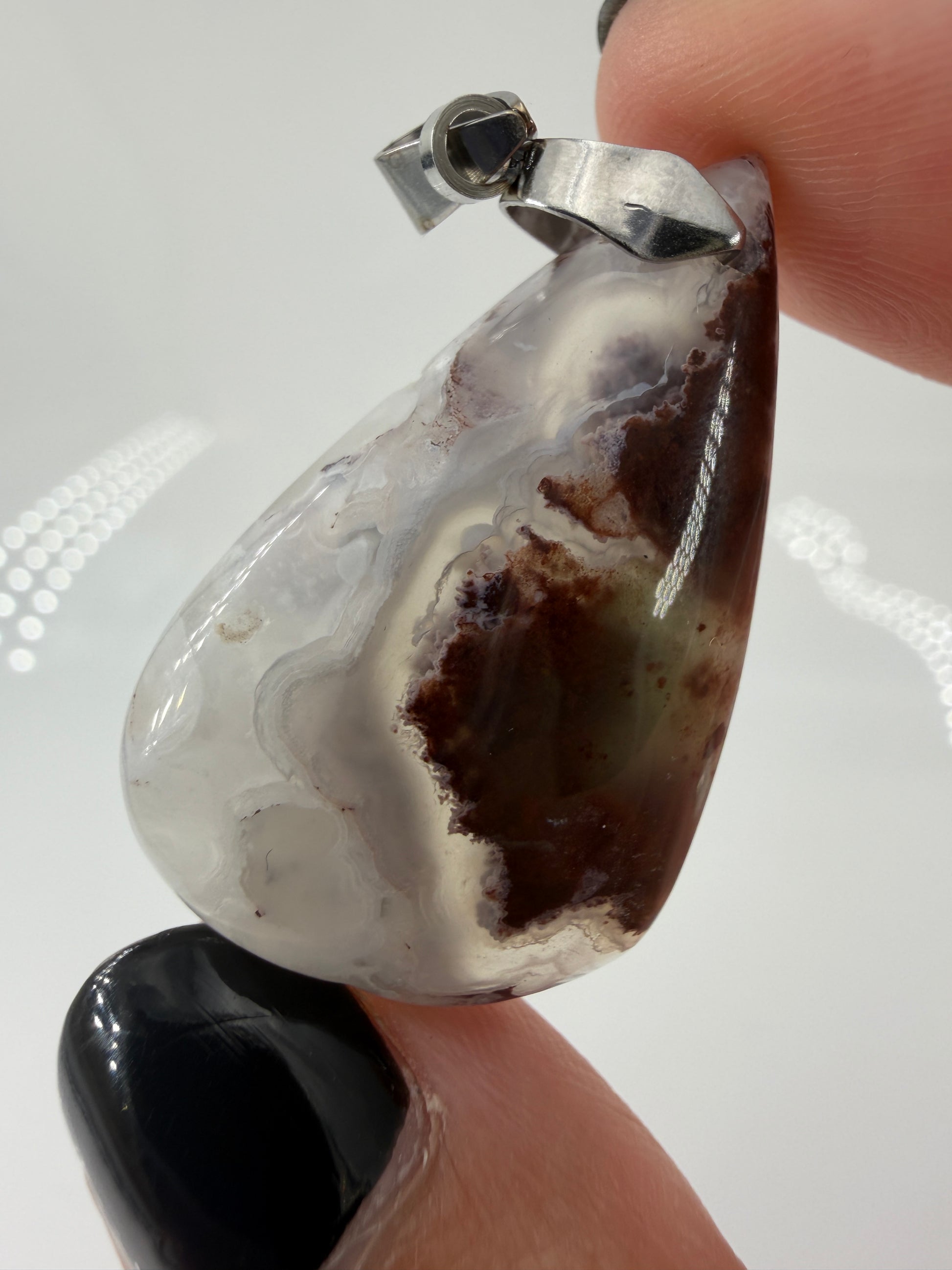 Aquaprase Cabochon-Anhänger AK18 mit Edelstahl-Clip – zartes Grün, ca. 3,6 × 2,2 cm