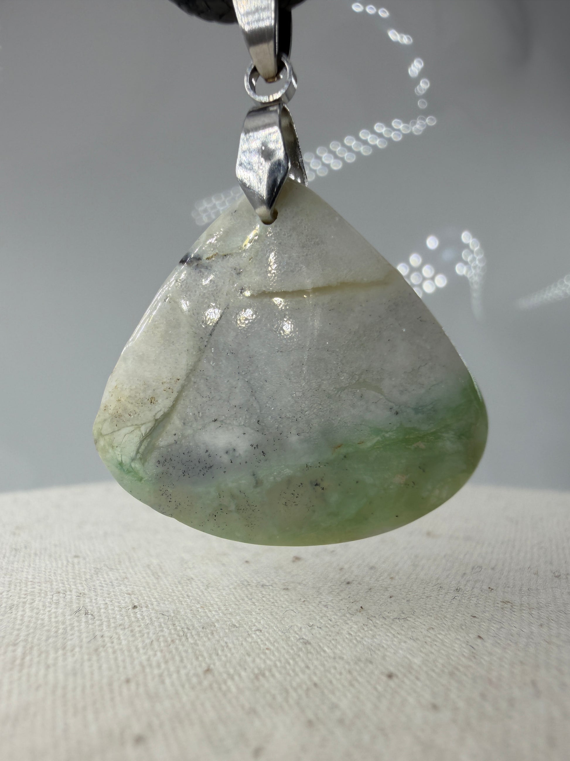 Aquaprase Cabochon-Anhänger AP15 mit Edelstahl-Clip – zartes Blaugrün, kompaktes Format, ca. 2,5 × 1,8 cm
