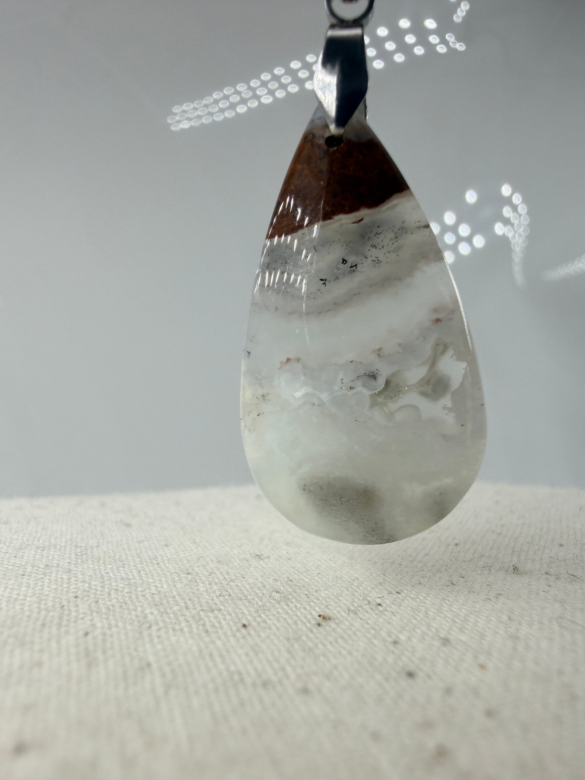 Aquaprase Cabochon-Anhänger AK13 mit Edelstahl-Clip – längliche Form, ca. 3,4 × 1,8 cm