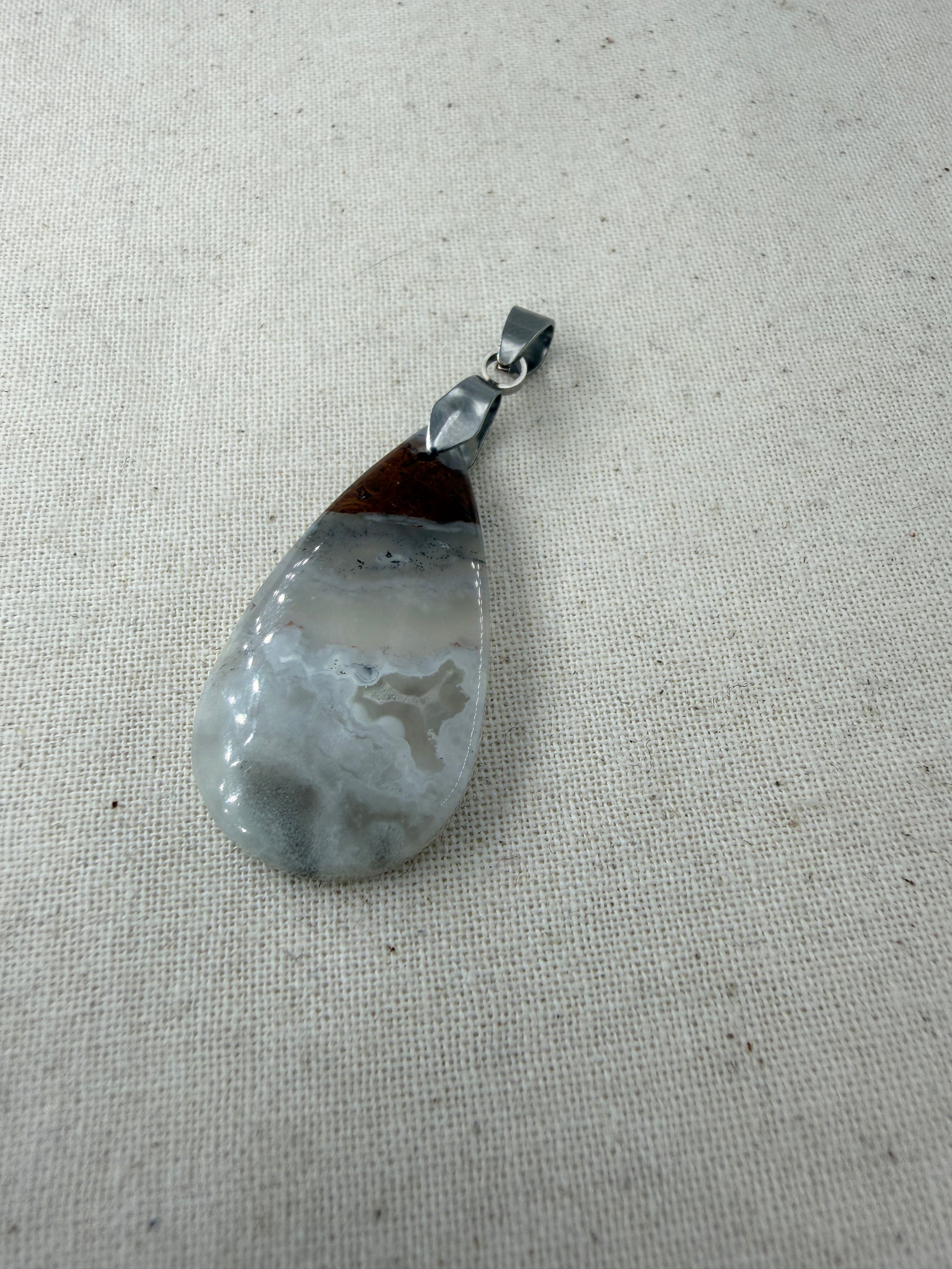Aquaprase Cabochon-Anhänger AK13 mit Edelstahl-Clip – längliche Form, ca. 3,4 × 1,8 cm