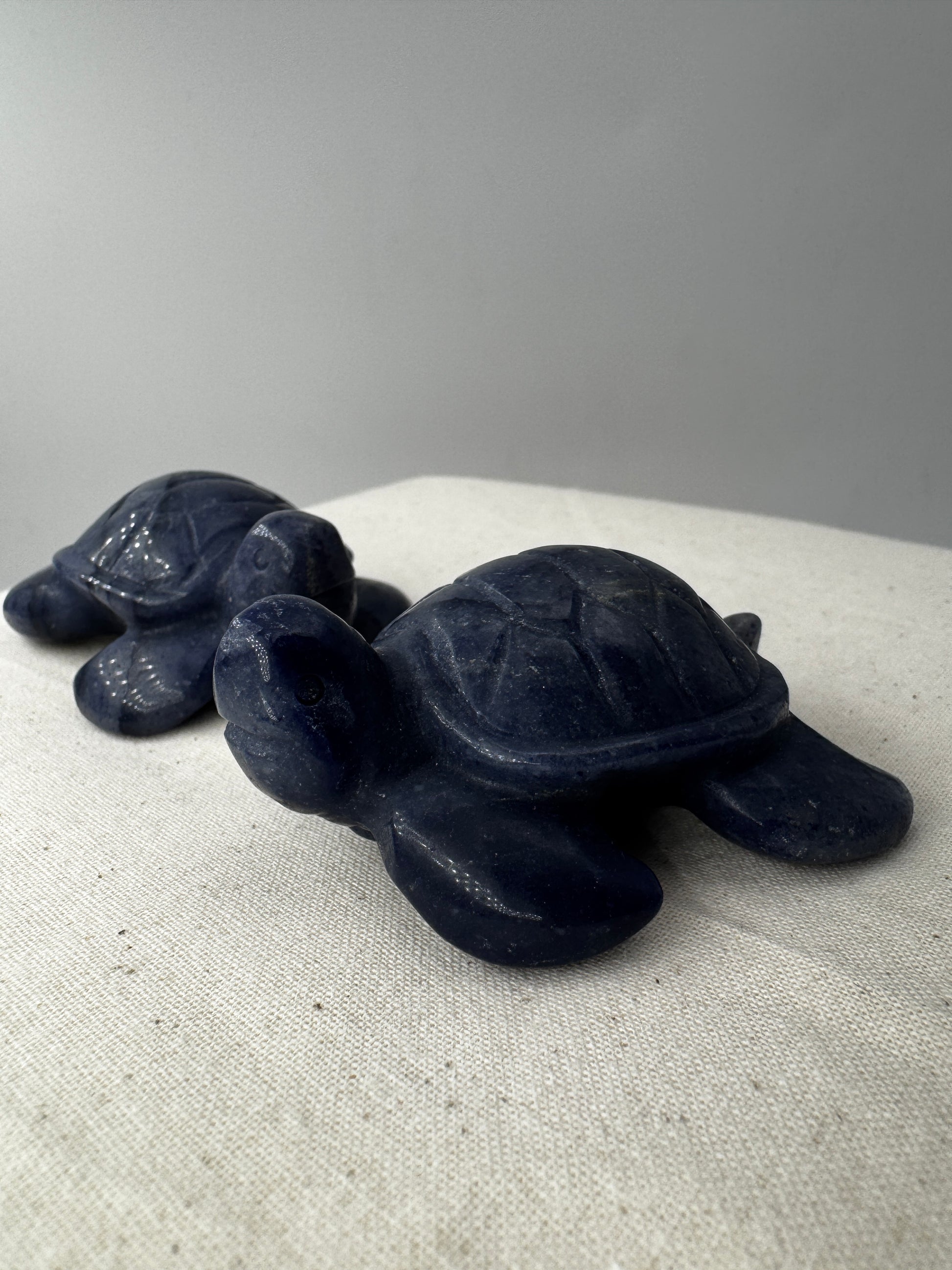 Handgeschliffene Schildkröte aus blauem Aventurin BB19.
