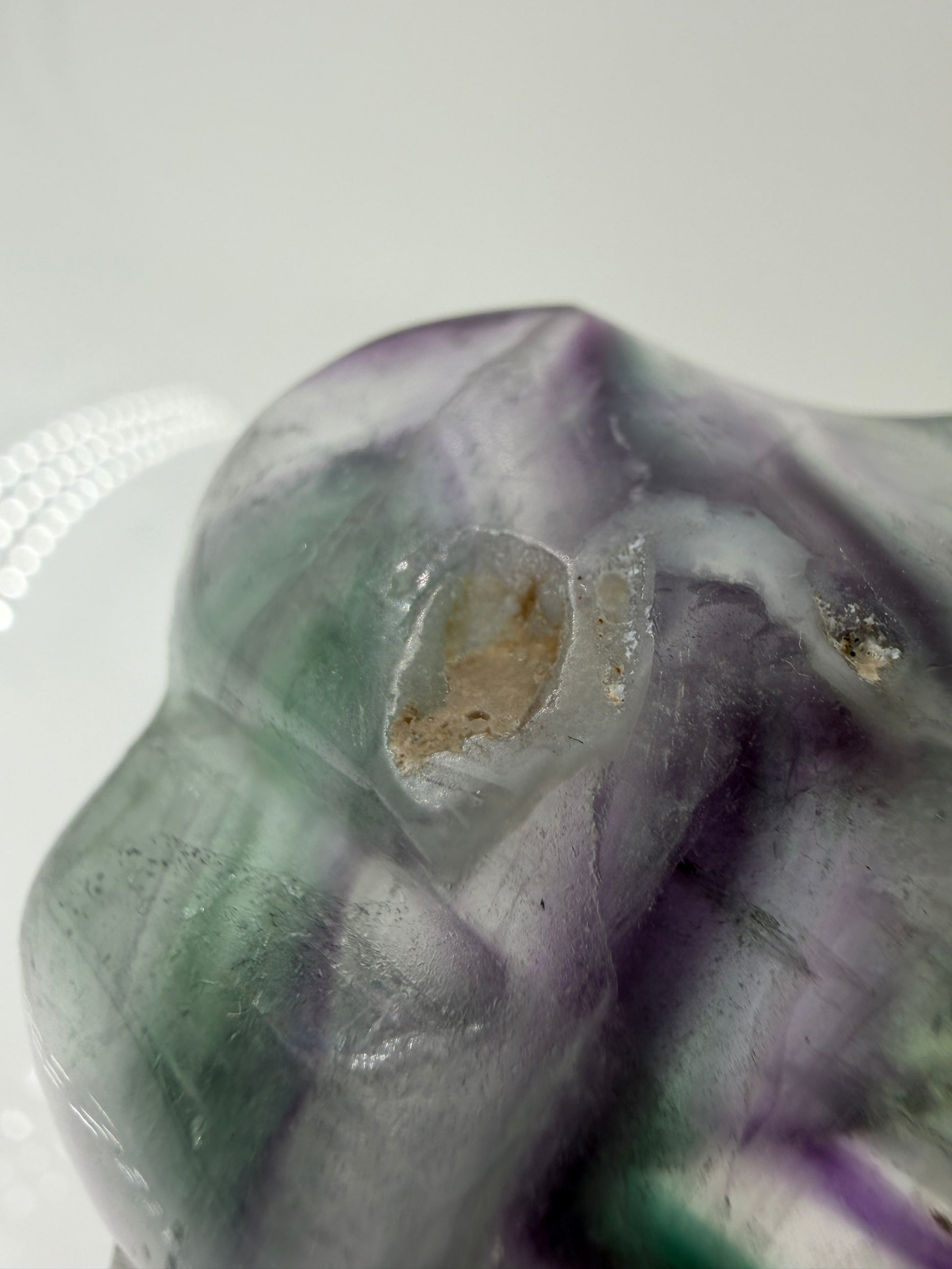 Nahaufnahme Muschelschale aus Fluorit