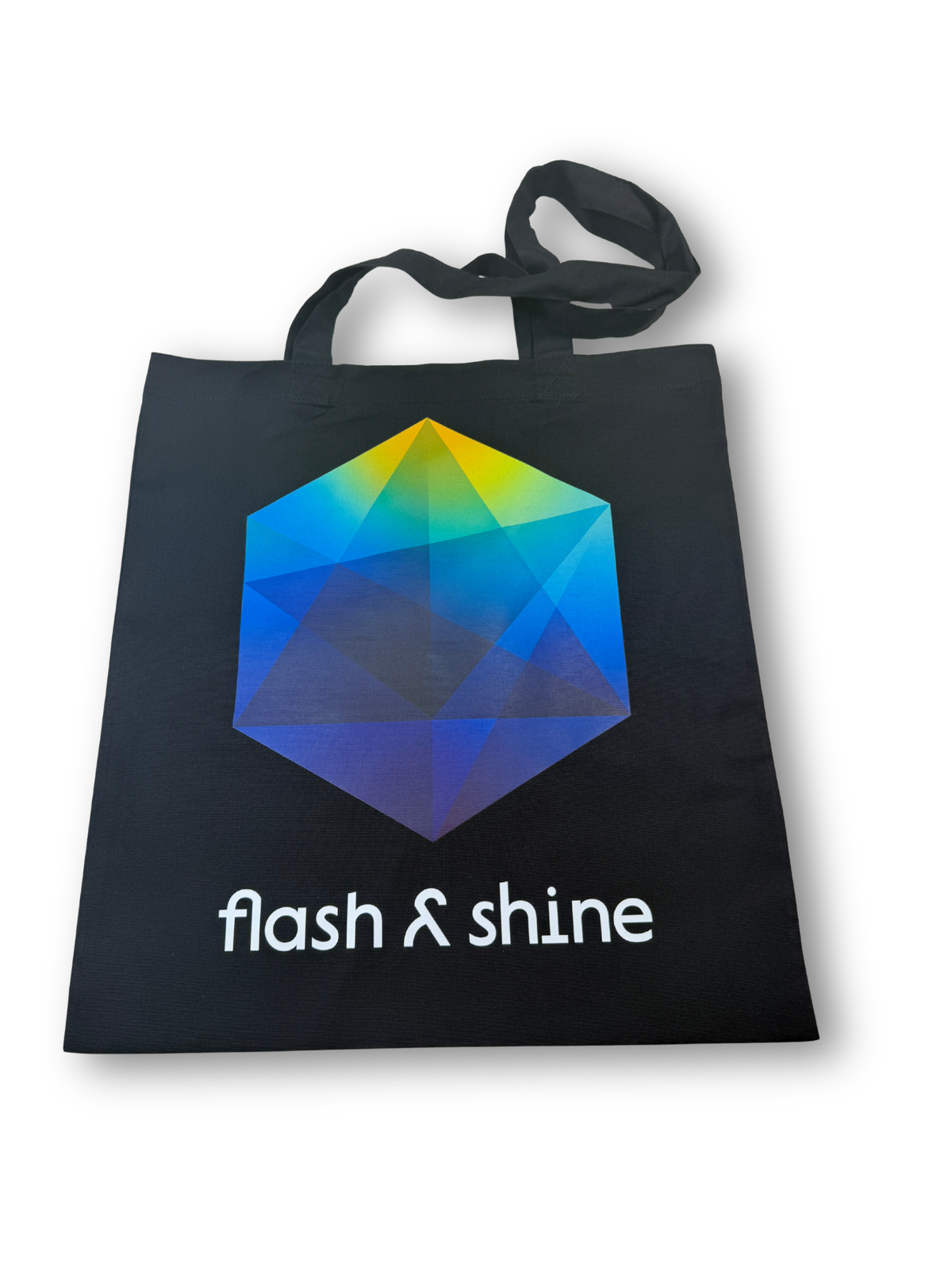 Canvas Bag mit flash & shine Logo und Schriftzug auf weißem Untergrund