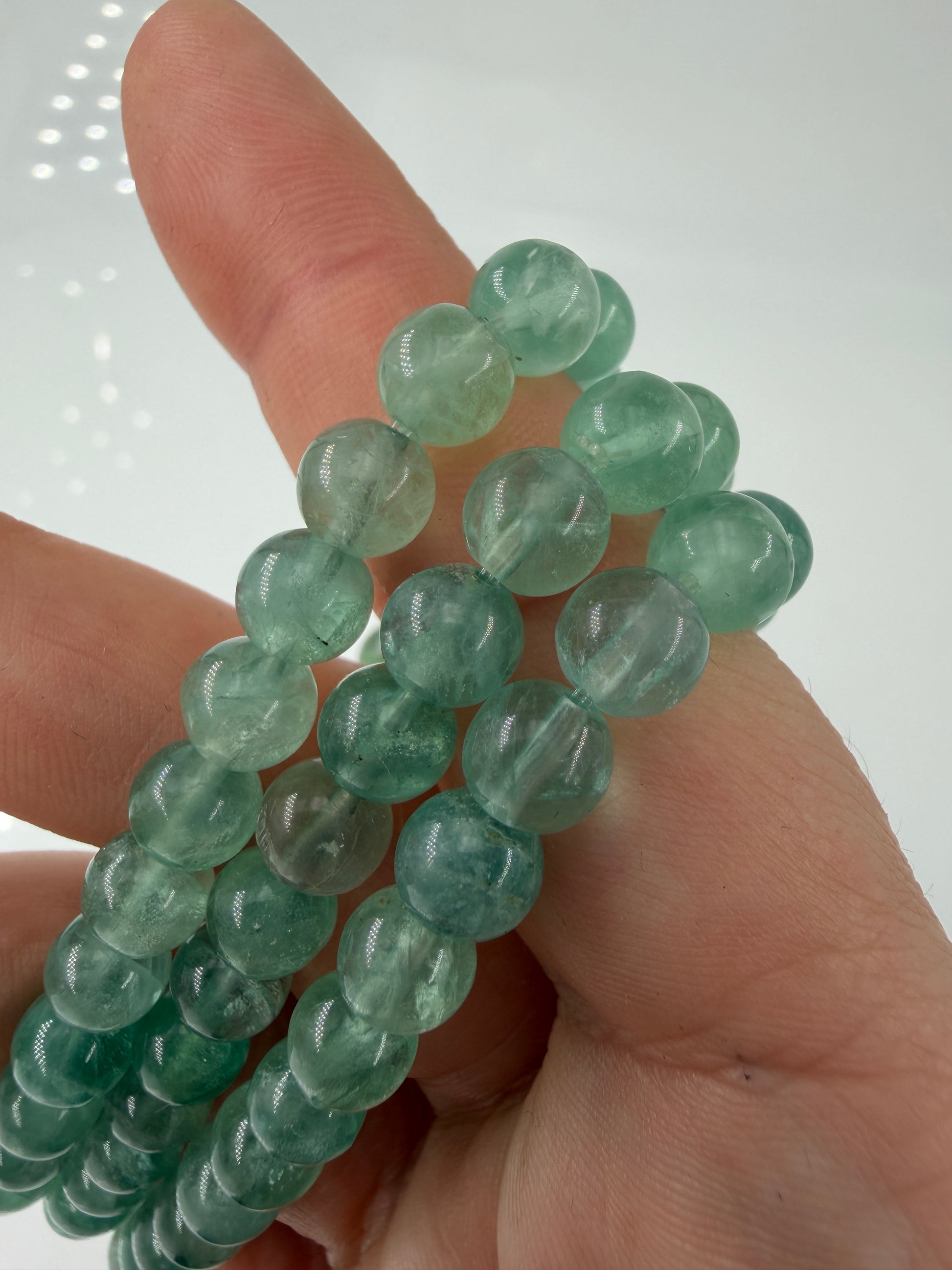 Fluorit Armband GF8 – Einzelstück, grün-blauer Calciumfluorid-Edelstein.