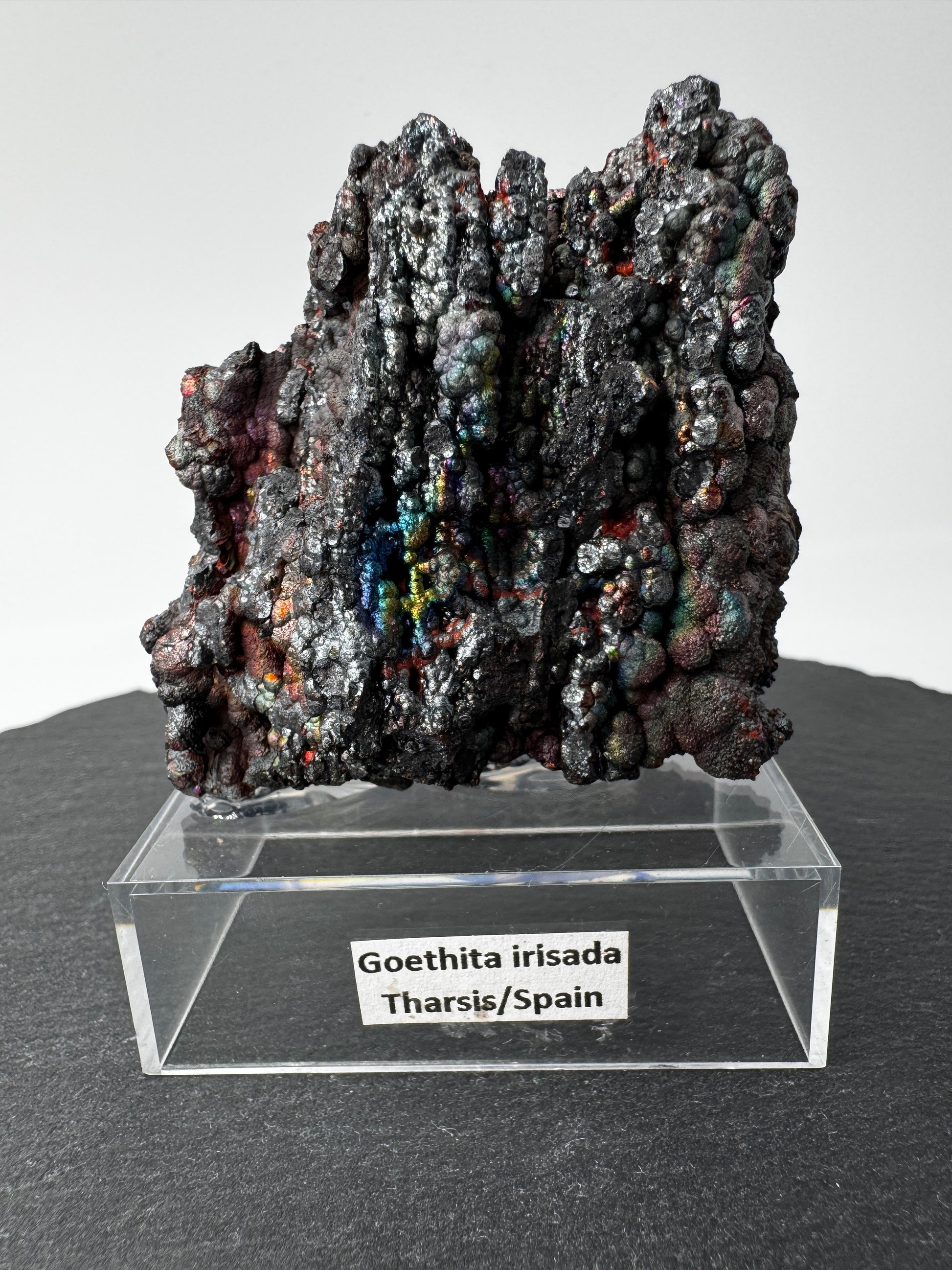 Irisierender Goethit GT45, 6 × 5,5 cm, Tharsis Spanien – Eisenhydroxid-Mineral.