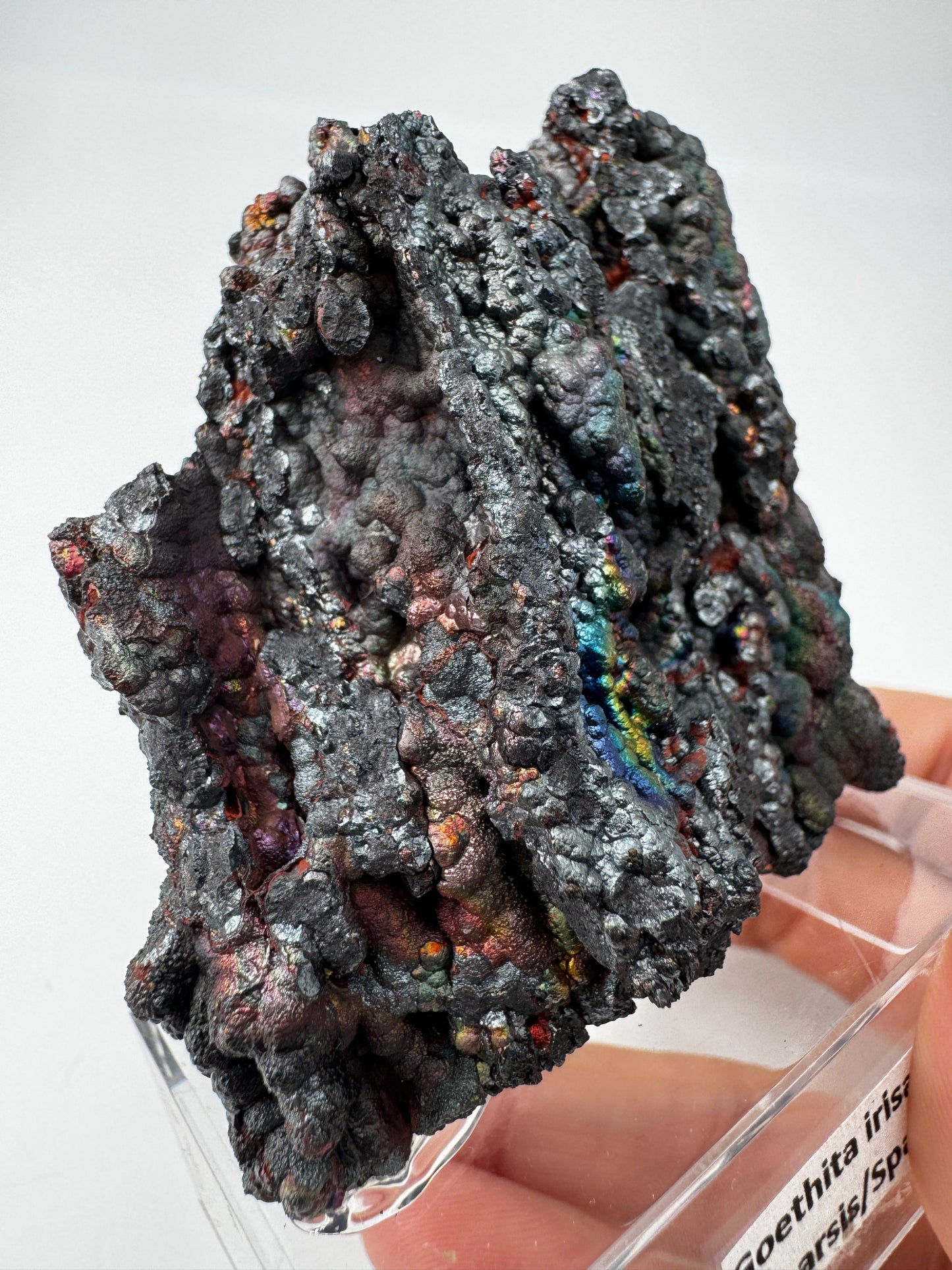 Irisierender Goethit GT45, 6 × 5,5 cm, Tharsis Spanien – Eisenhydroxid-Mineral.