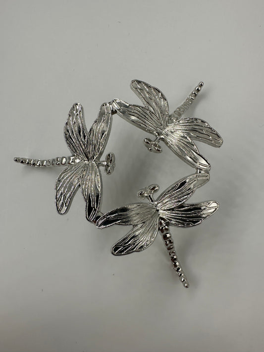 Kugelhalter aus Metall in Silber mit drei Libellen-Motiven
