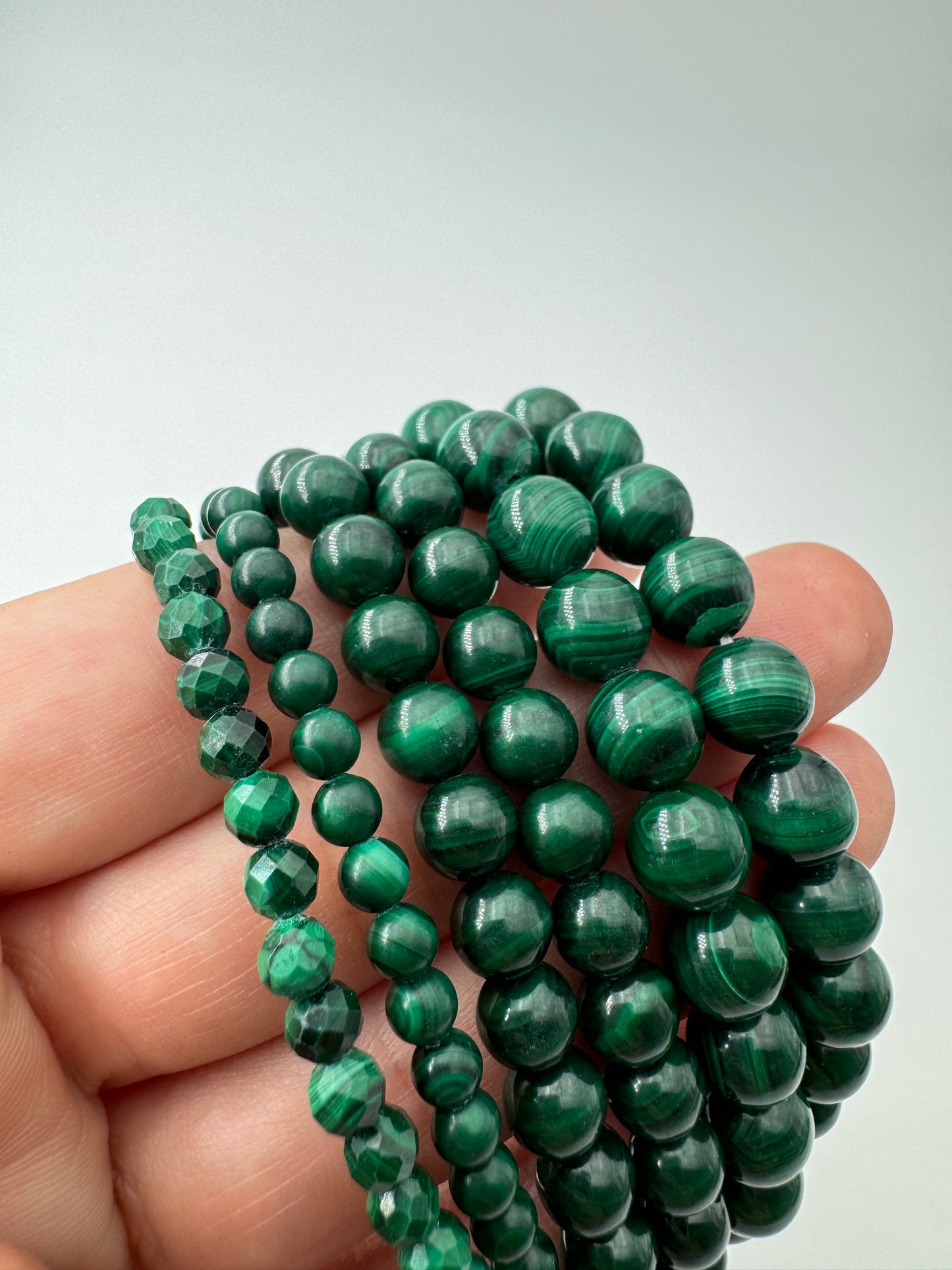 Malachit Armband, ca. 19 cm, mit ausgeprägter Malachit-Bänderung