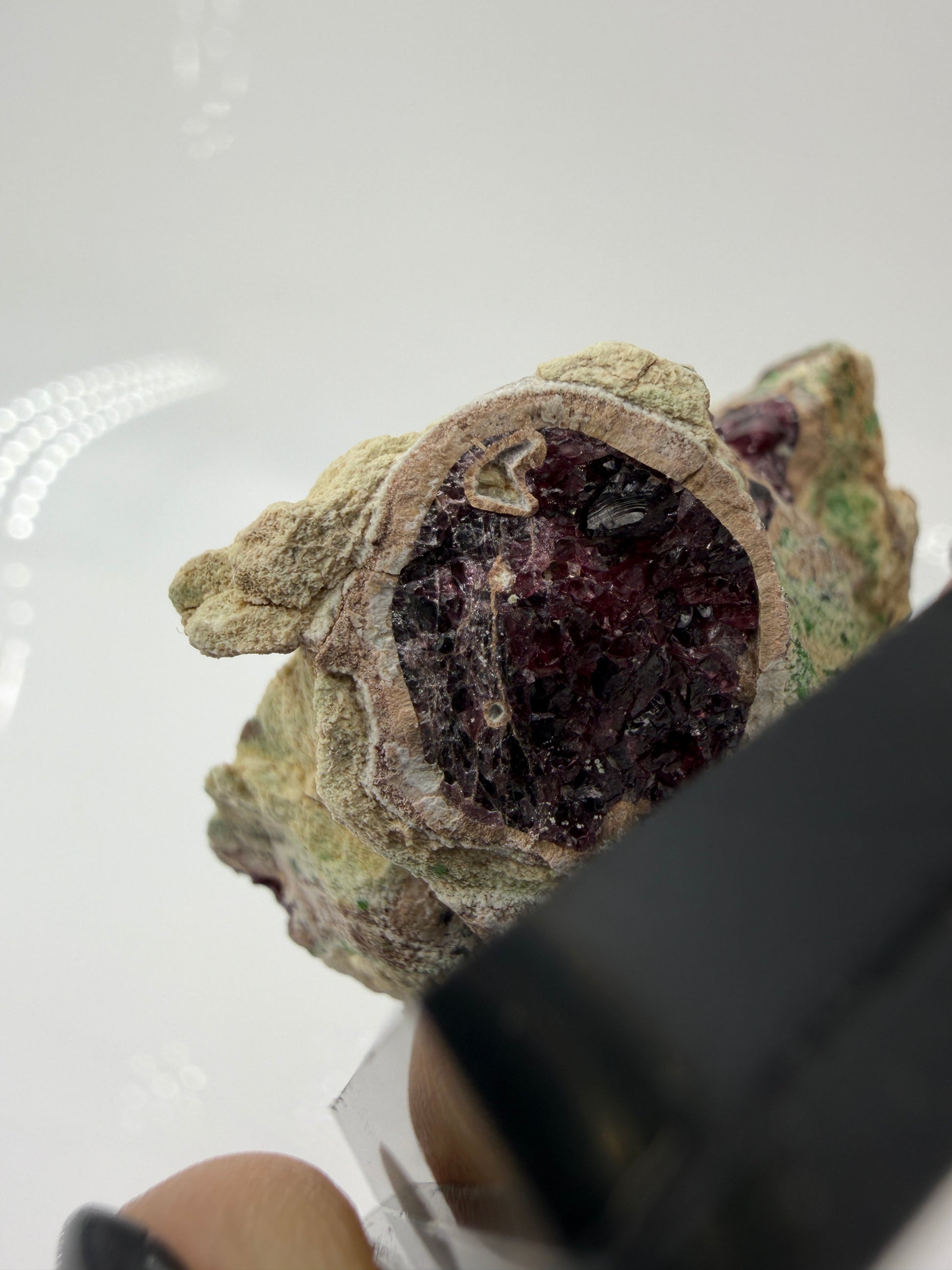 Kontrastreiches Cluster aus rotem Pyrop und grünem Chromdiopsid aus der Wanzenau, Österreich.